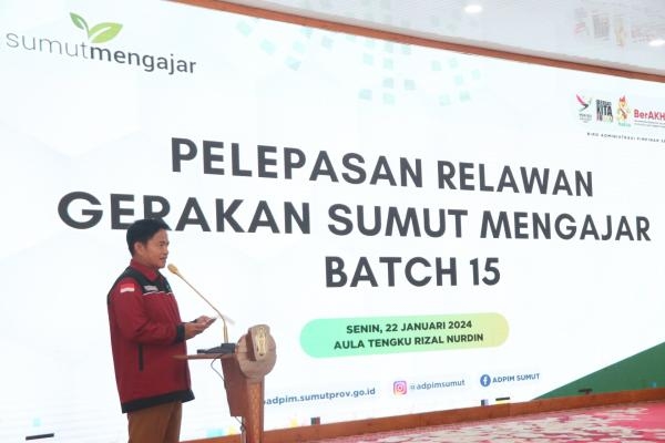 Pj Gubernur Lepas Ratusan Relawan Gerakan Sumut Mengajar Batch 15